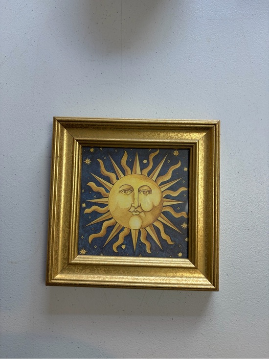 Vintage Other - Vintage Celestial Sun Stars Wall Art Gold Frame Whimsigoth Boho Decor 1990s 90s